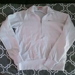 Nike half-zip pullover, white, grey swoosh, Medium